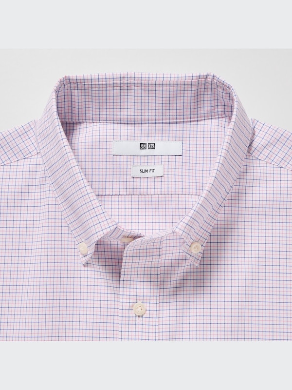 Fine Cloth Easy Care Stretch Slim Fit Shirt (Checked)