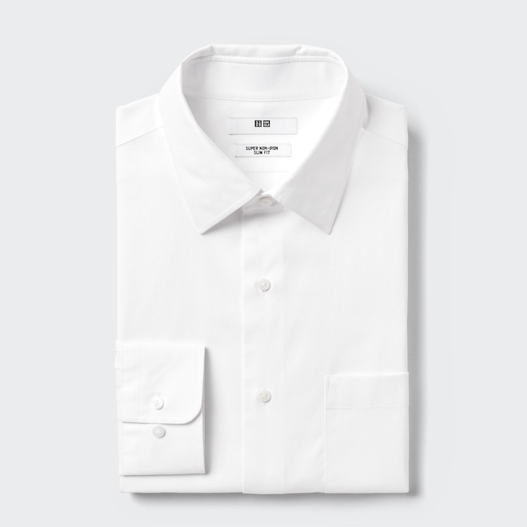 ユニクロ公式 スーパーノンアイロンスリムフィットシャツ（レギュラーカラー・長袖）