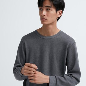 HEATTECH Extra Warm Cotton Waffle Crew Neck Long Sleeve T-Shirt