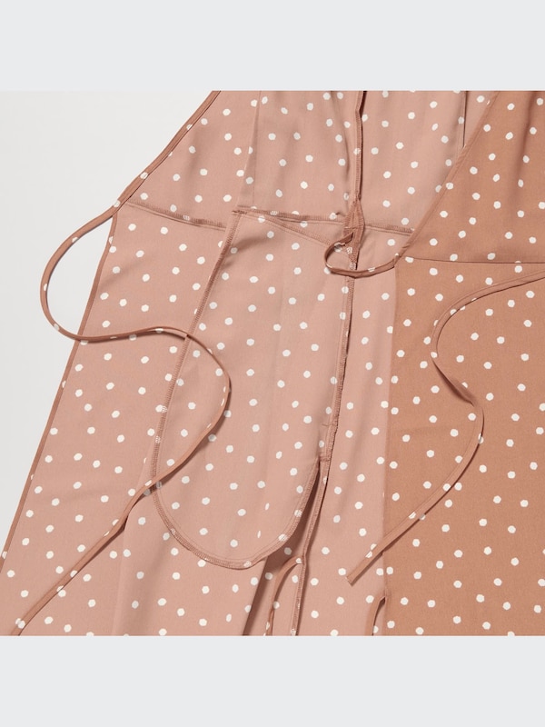 Gaun Wrap Motif Lengan Pendek