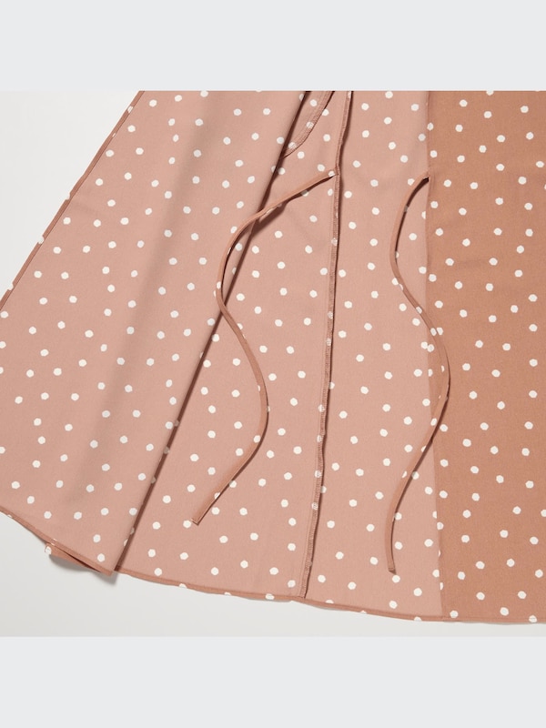 Gaun Wrap Motif Lengan Pendek