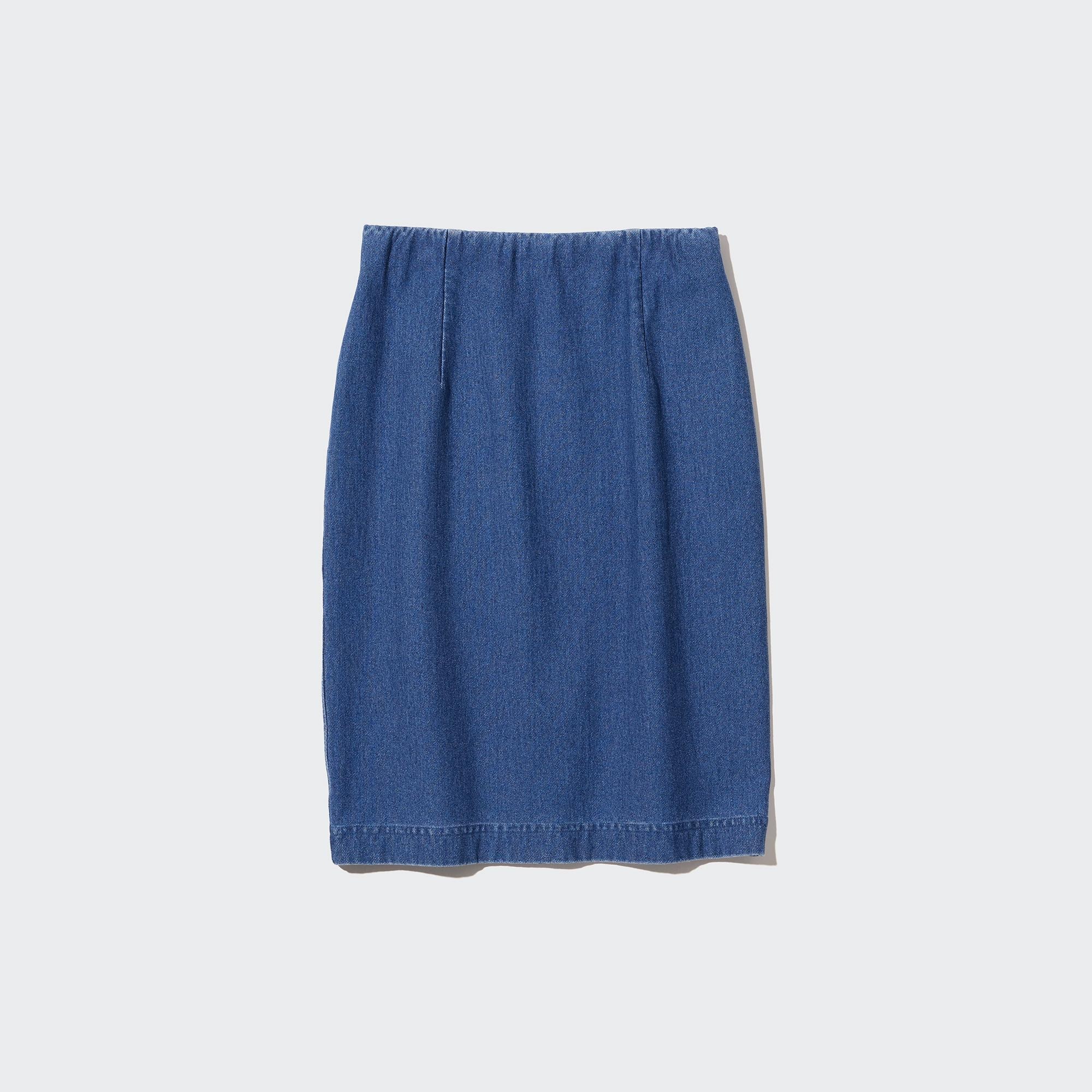 Jersey top denim skirt