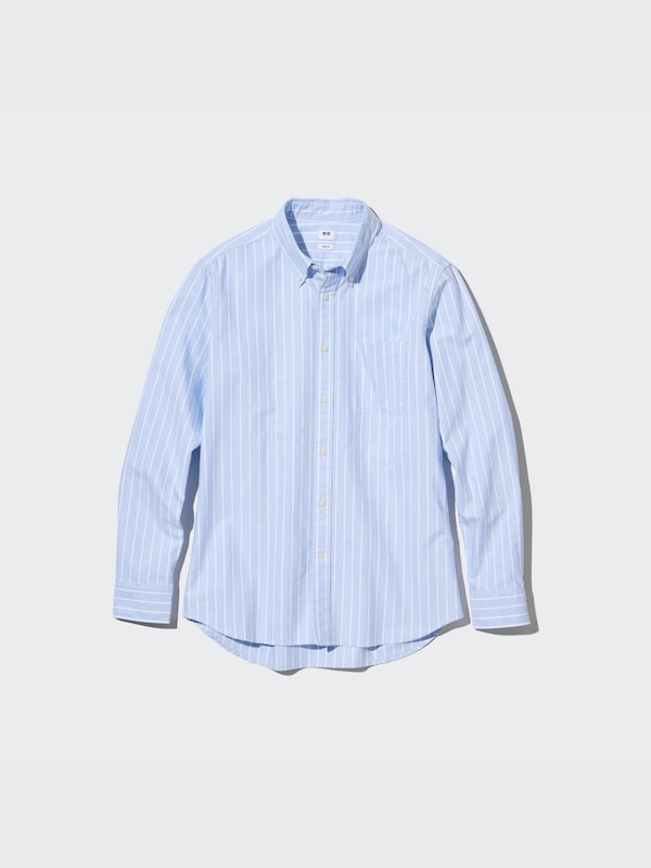 Kemeja Oxford Slim Fit Garis Lengan Panjang