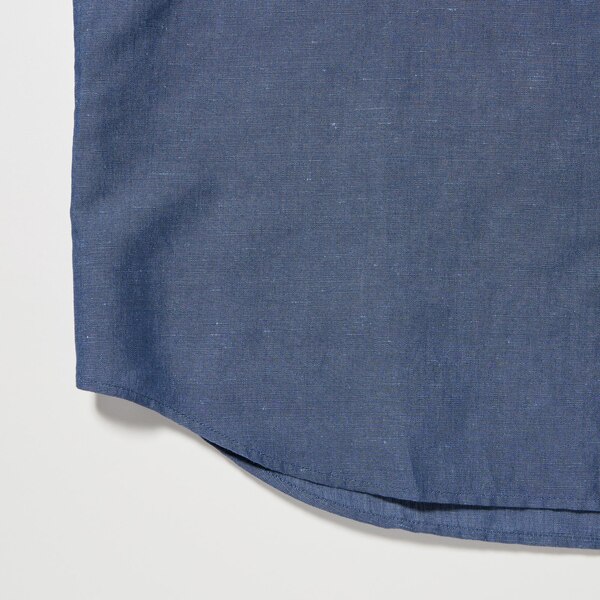「BELGIUM LINEN FABRICS」リネンコットンスタンドカラーシャツ