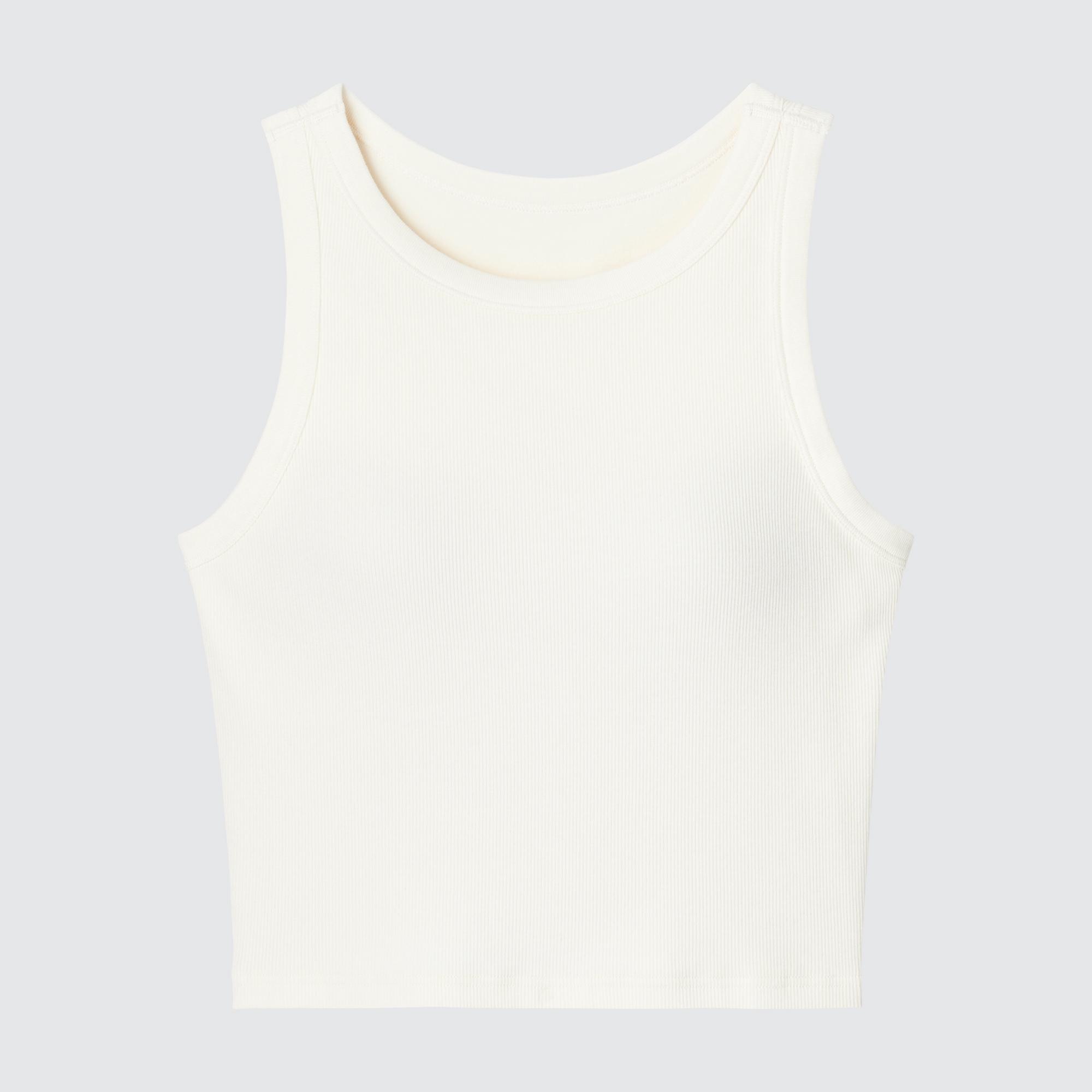 UNIQLO AIRism Cotton Cropped Ribbed Bra Top