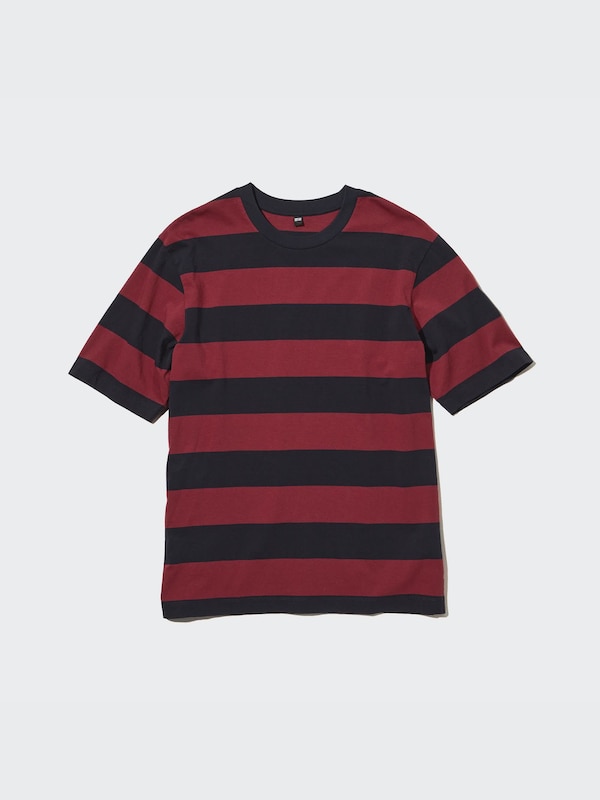 T-Shirt Oversize Garis Kerah Bulat Lengan Half