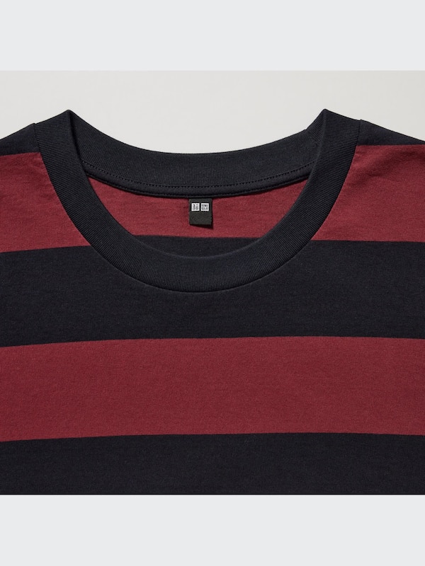 T-Shirt Oversize Garis Kerah Bulat Lengan Half