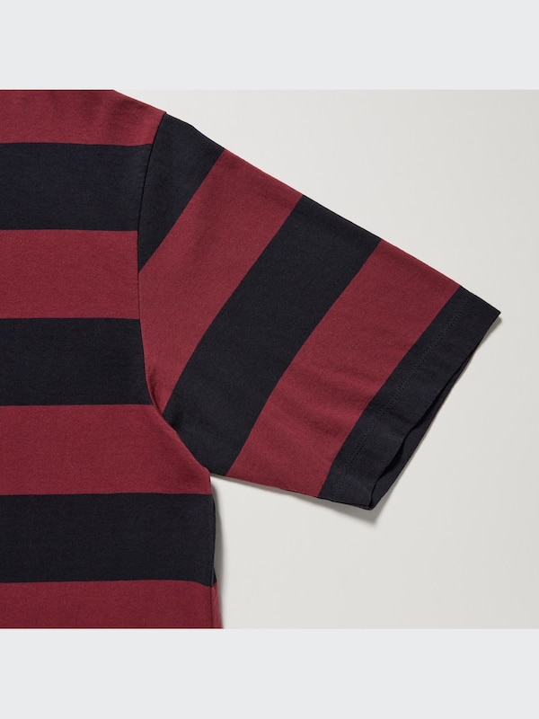 T-Shirt Oversize Garis Kerah Bulat Lengan Half