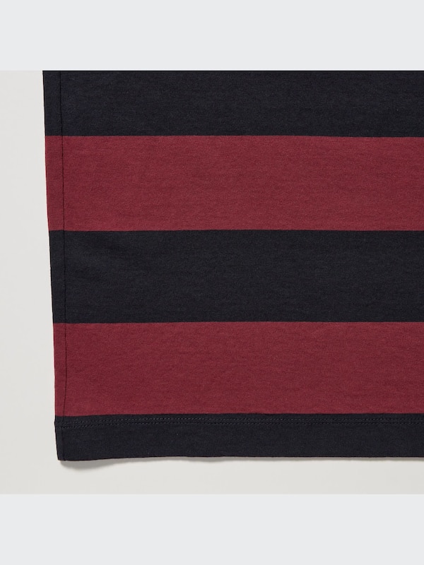 T-Shirt Oversize Garis Kerah Bulat Lengan Half