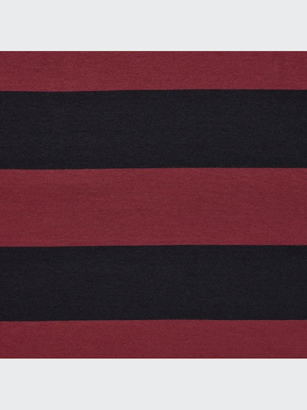 T-Shirt Oversize Garis Kerah Bulat Lengan Half