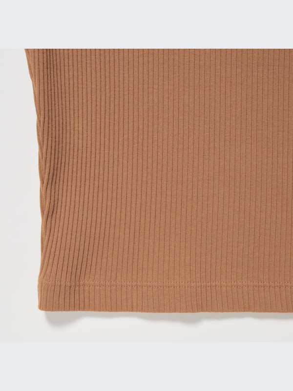 T-Shirt Crop Rib Kerah Persegi Lengan Pendek