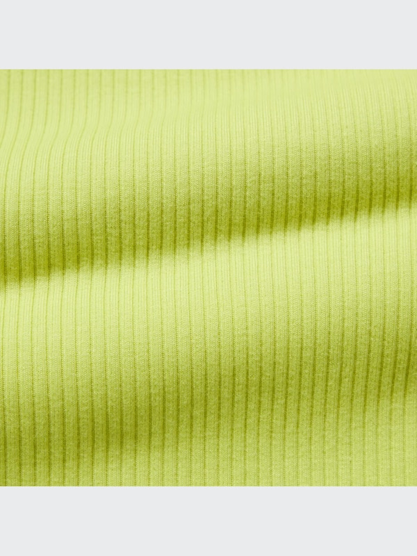 T-Shirt Crop Rib Kerah Persegi Lengan Pendek