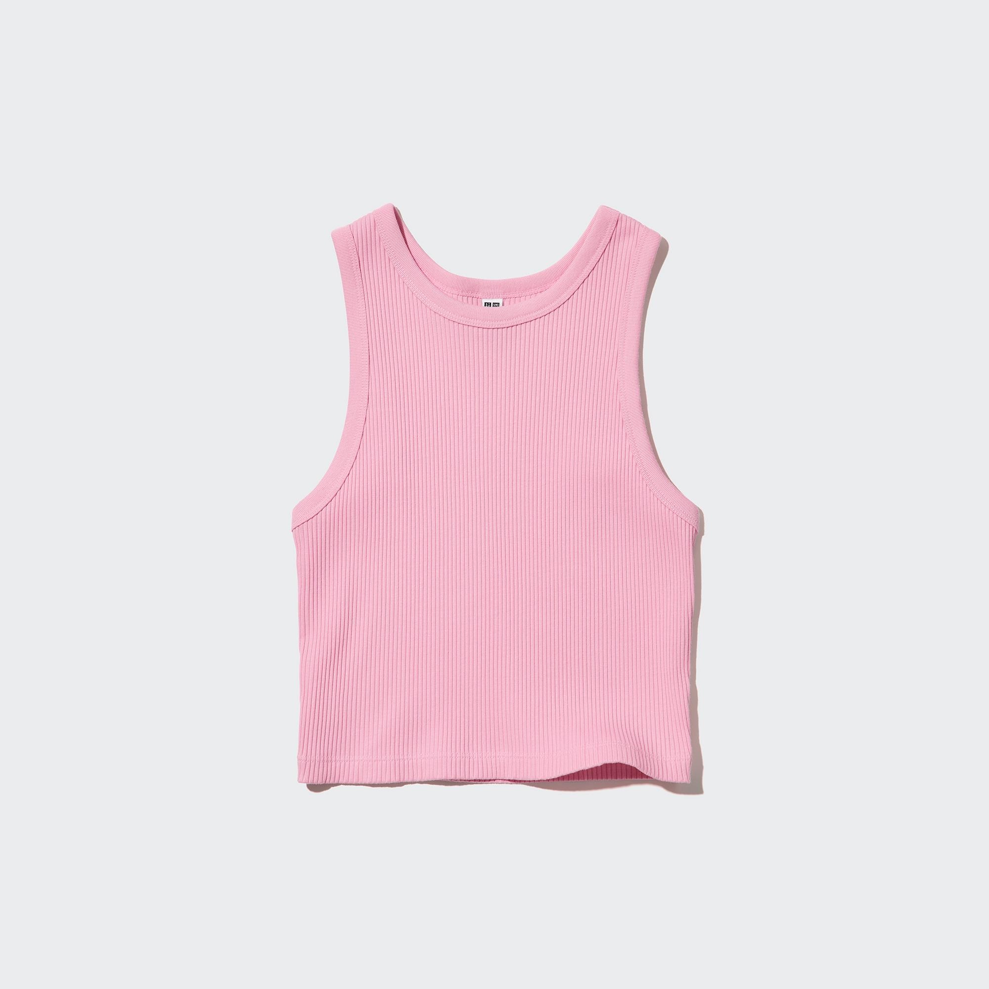 UNIQLO Seamless Half Camisole Bra Top Ribbed Pink - Depop