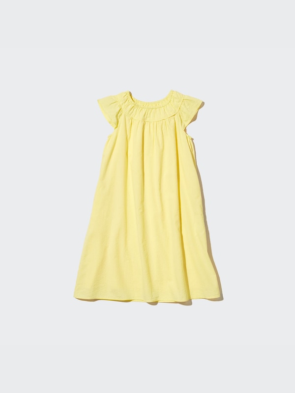 GIRLS Seersucker Gather Short Sleeve Dress