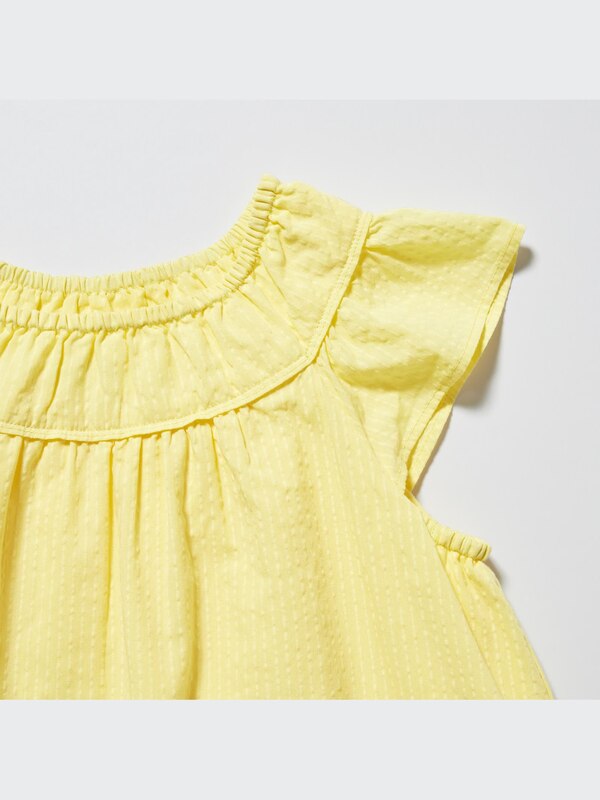 GIRLS Seersucker Gather Short Sleeve Dress