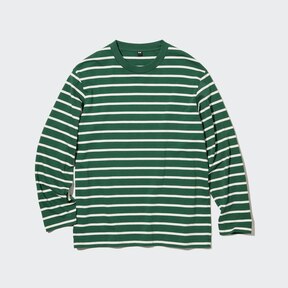 green and white long sleeve t shirt