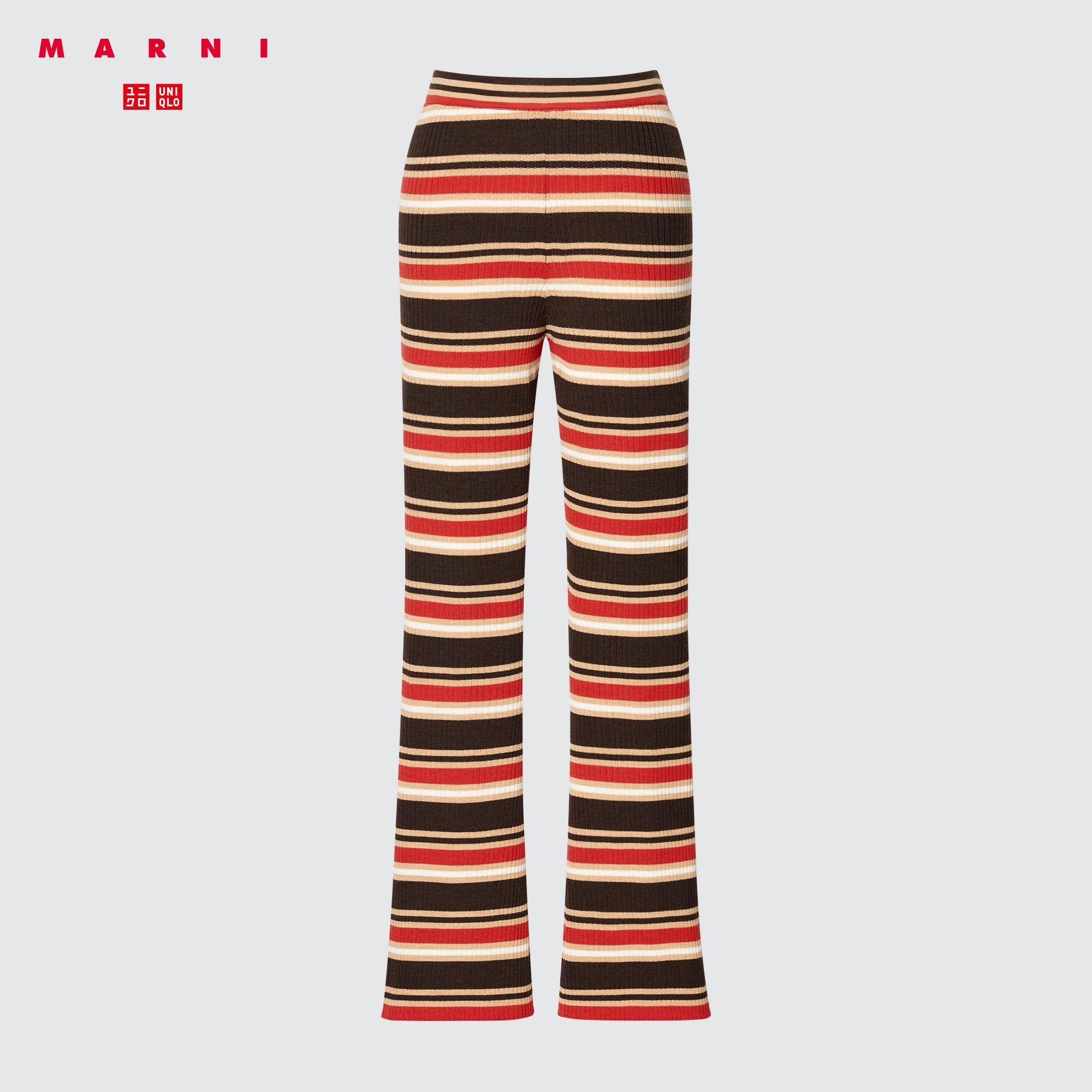 Merino Blend Semi Flare Knitted Pants (Striped) MARNI