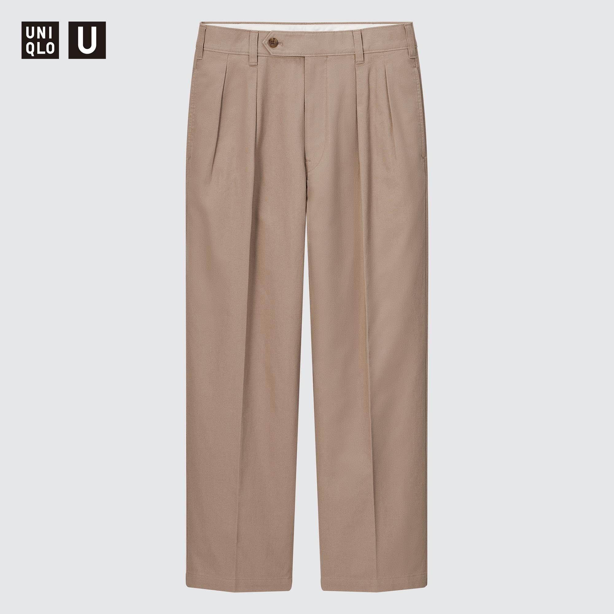 MENS U WIDE FIT PLEATED CHINO TROUSERS  UNIQLO IN