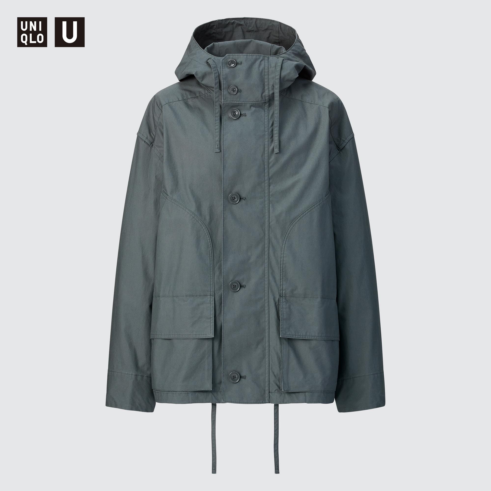 UNIQLO ユニクロ ブルゾン フード付き レインコート 綿100% 黒 XL