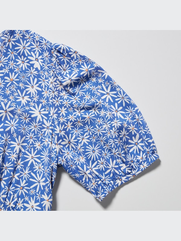 Printed V Neck Short Sleeve Mini Dress