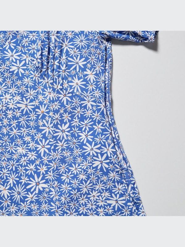 Printed V Neck Short Sleeve Mini Dress