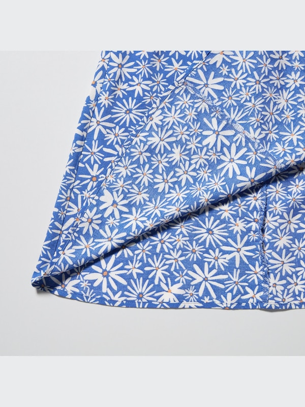 Printed V Neck Short Sleeve Mini Dress