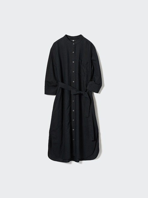 WOMEN'S LINEN BLEND 3/4 SLEEVE SHIRT DRESS | UNIQLO SG WOMEN'S LINEN BLEND 3/4 SLEEVE SHIRT DRESS | UNIQLO SG