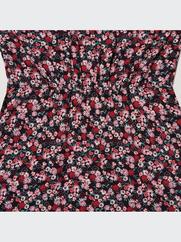 Printed V Neck Long Sleeve Flare Dress