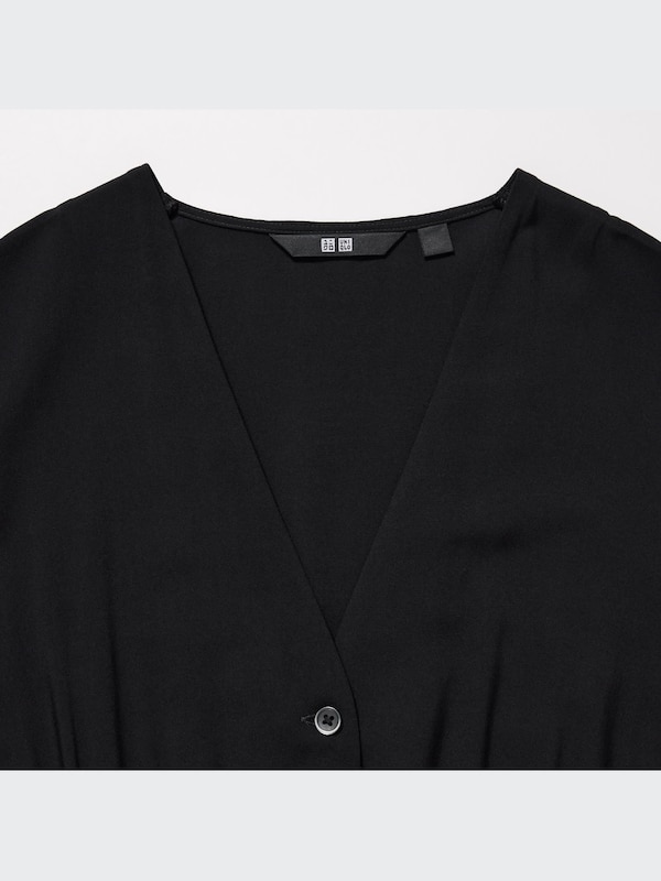 V Neck Long Sleeve Flare Dress