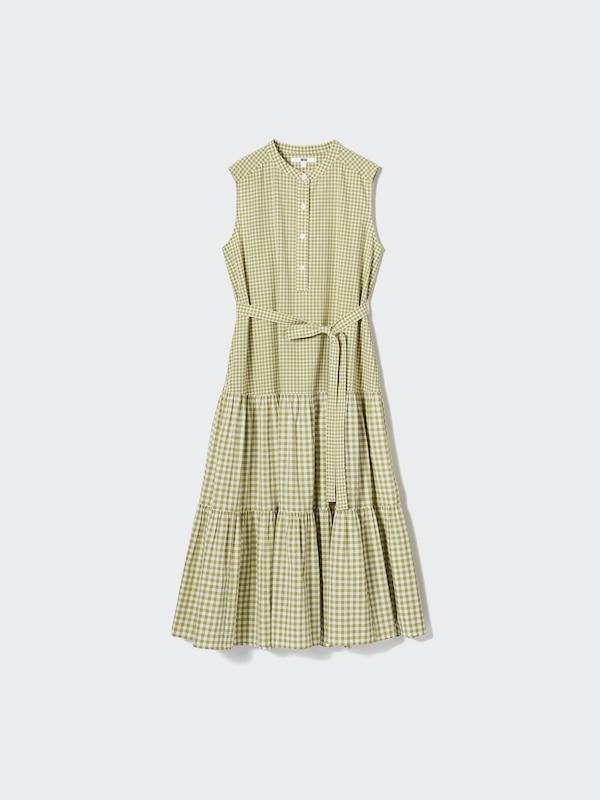 Slub Cotton Sleeveless Dress (Check)