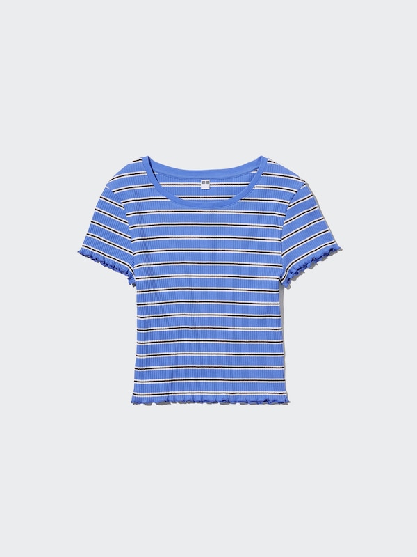 T-Shirt Crop Rib Frill Garis