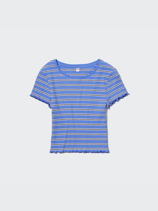 T-Shirt Crop Rib Frill Garis