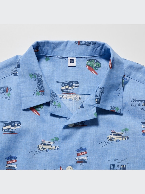 KIDS Printed Open Collar Shirt