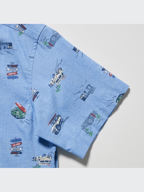 KIDS Printed Open Collar Shirt