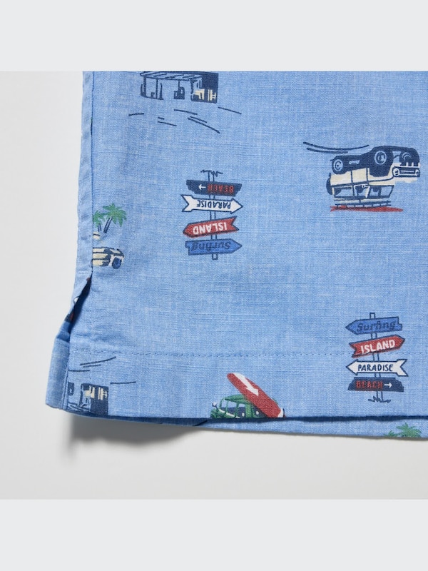 KIDS Printed Open Collar Shirt