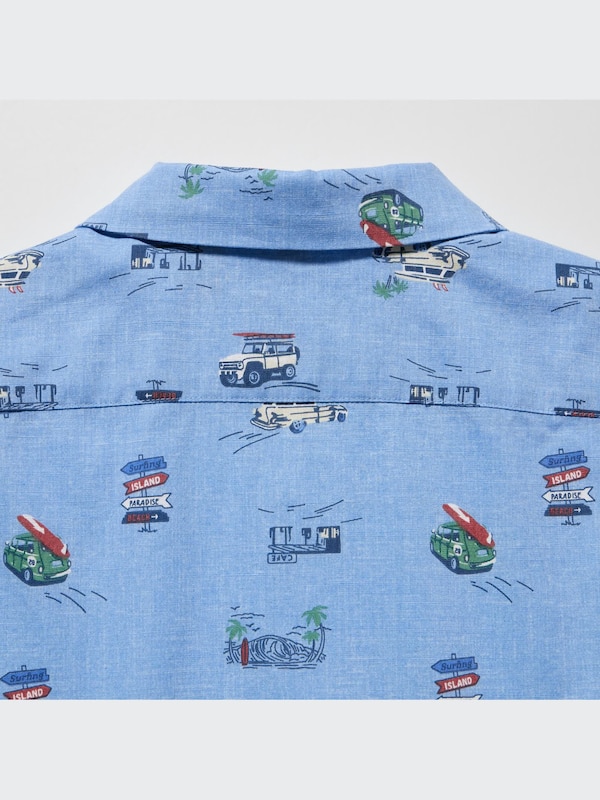 KIDS Printed Open Collar Shirt