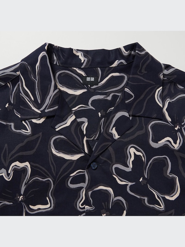 Kemeja Katun Modal Kerah Terbuka Lengan Pendek