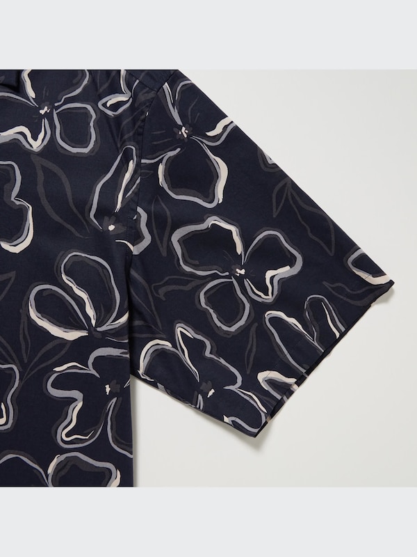 Kemeja Katun Modal Kerah Terbuka Lengan Pendek