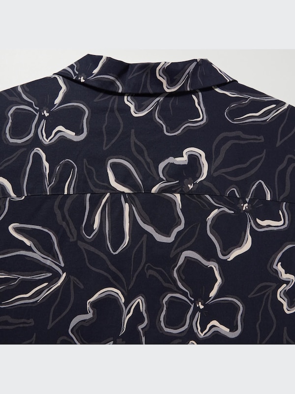 Kemeja Katun Modal Kerah Terbuka Lengan Pendek