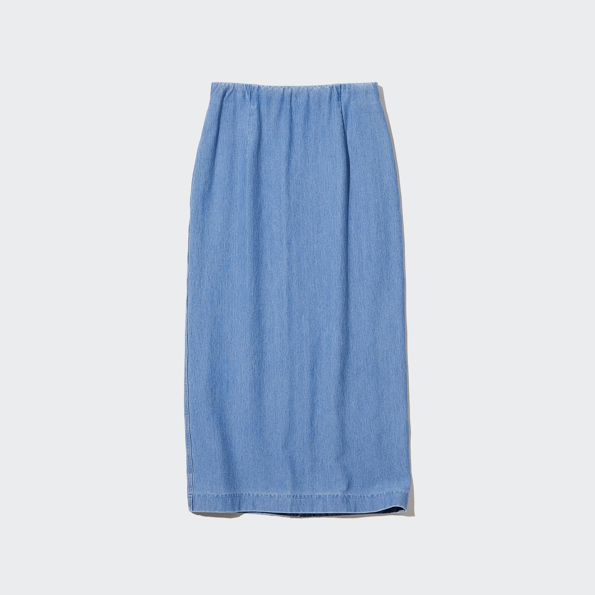 ユニクロ公式 | デニムジャージーナローロングスカート（丈短め73～77cm）