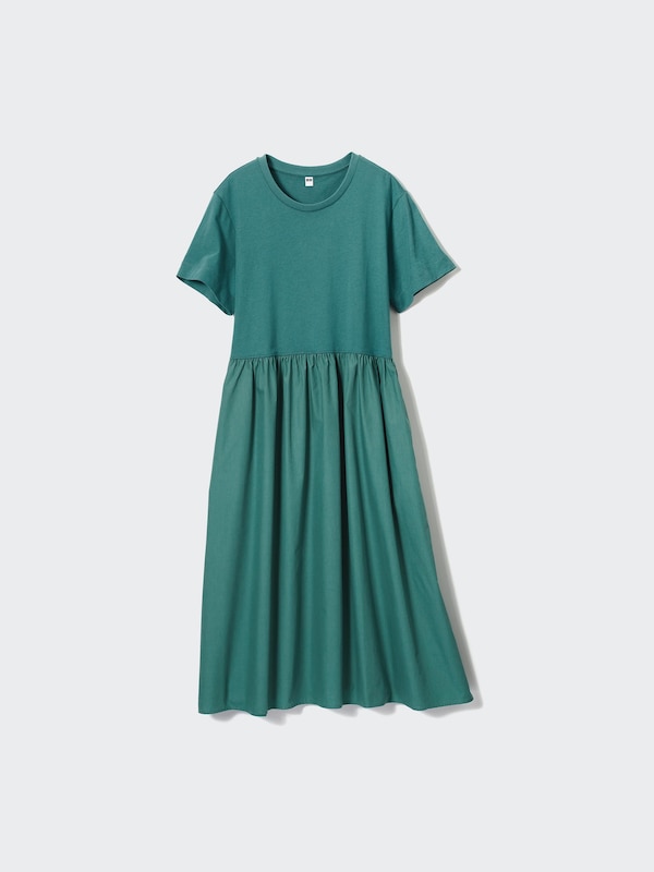 uniqlo combination flare dress Women's Combination Short Sleeve Flare Dress
