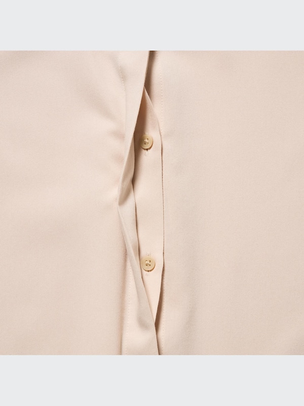Rayon Band Collar Long Sleeve Blouse
