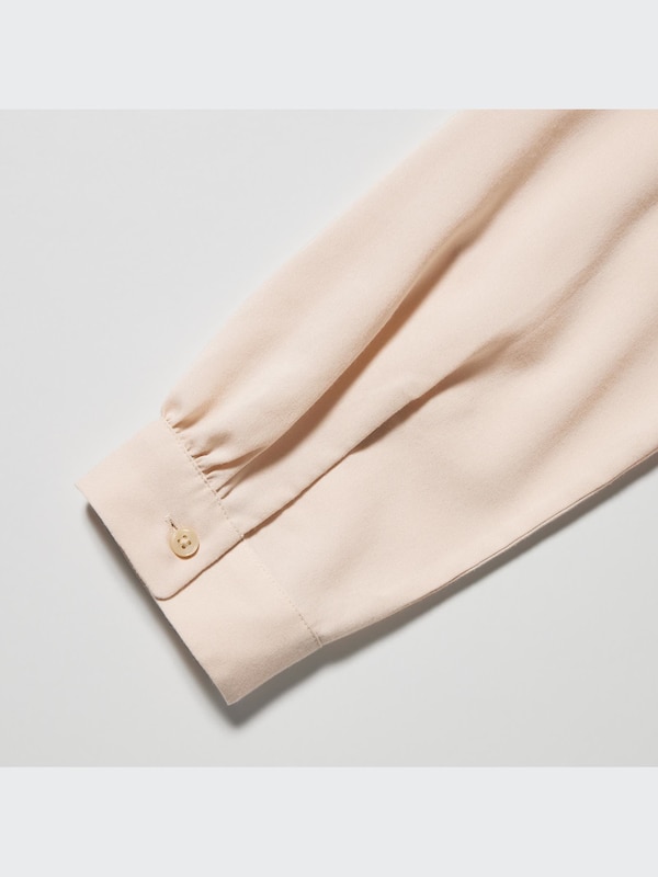 Rayon Band Collar Long Sleeve Blouse