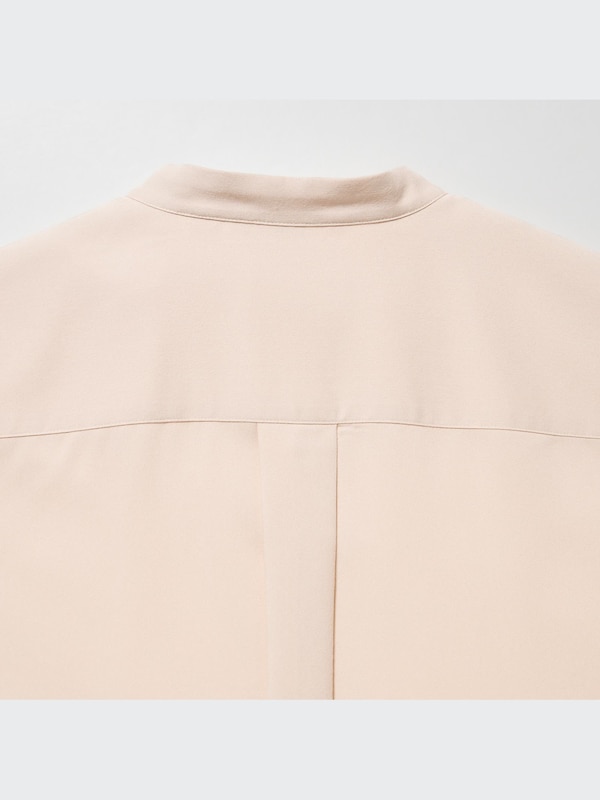Rayon Band Collar Long Sleeve Blouse