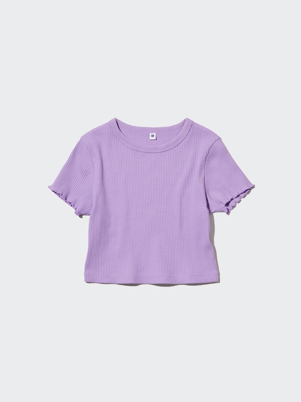 GIRLS T-Shirt Crop Rib Lengan Pendek