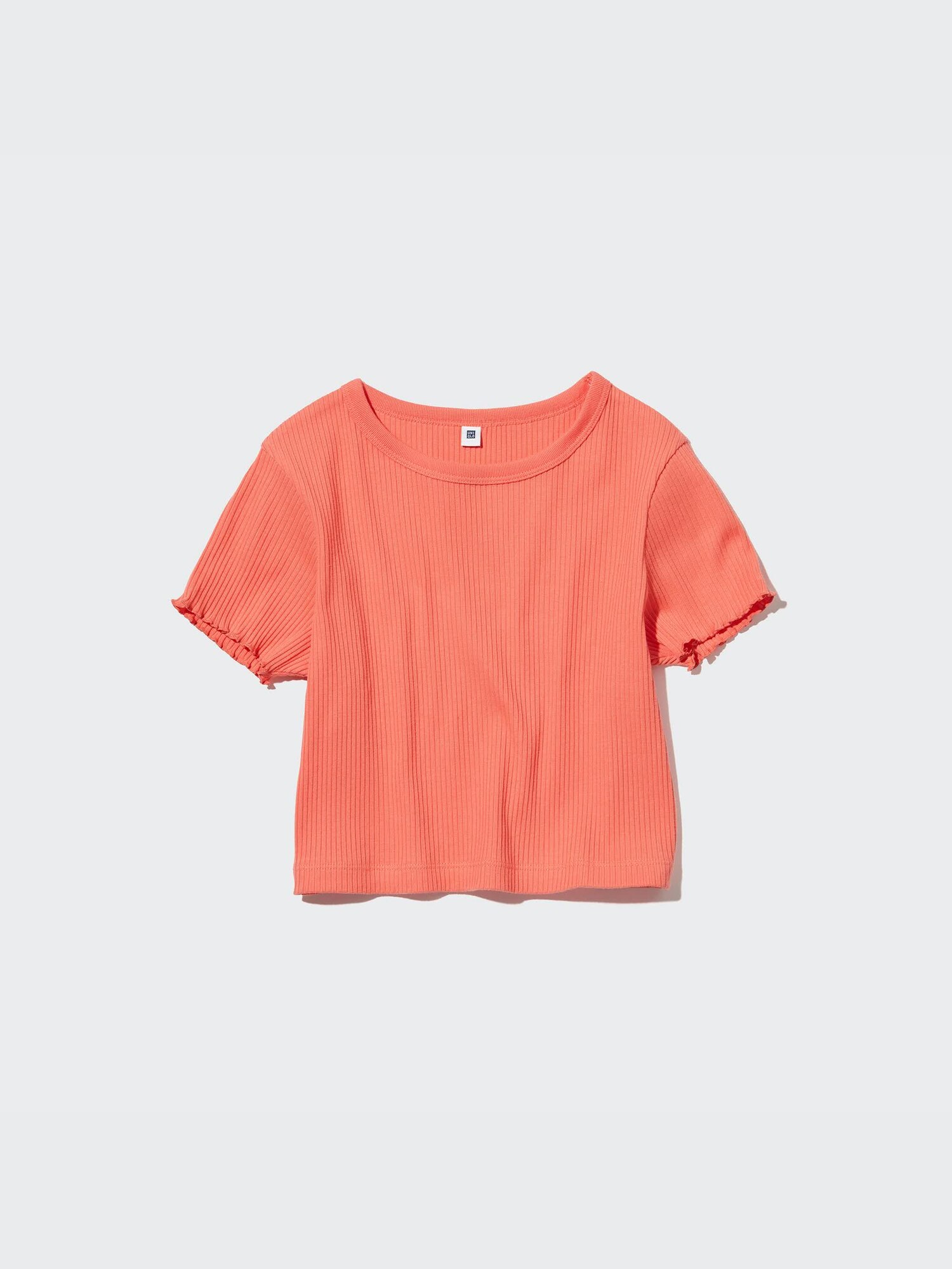 GIRLS RIBBED CROPPED SHORT SLEEVE T-SHIRT | UNIQLO SG