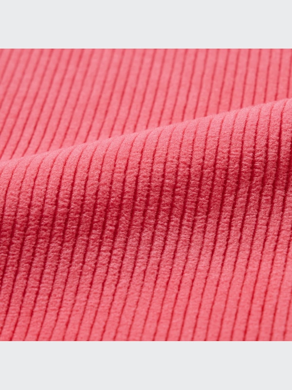 Ribbed Fleece High Neck Long Sleeve T-Shirt