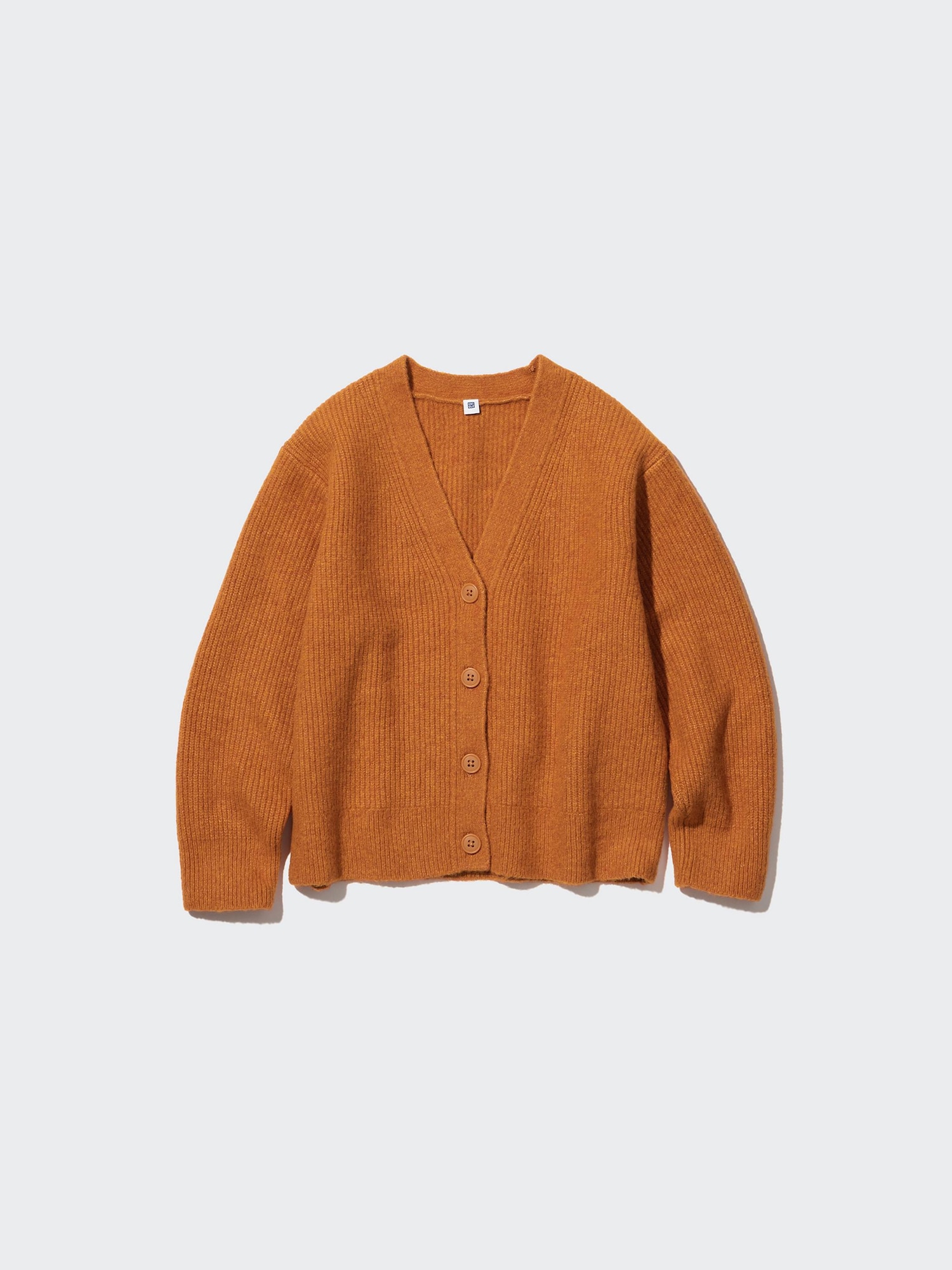 Time is on オレンジ カーディガン サイズ0 UNISEX》Prime-Over Side Zip Rib V-Neck Knit Cardigan