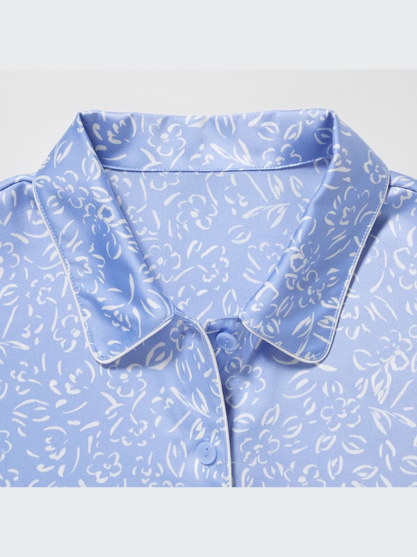 Piyama Satin Motif Lengan Pendek (Celana Panjang)