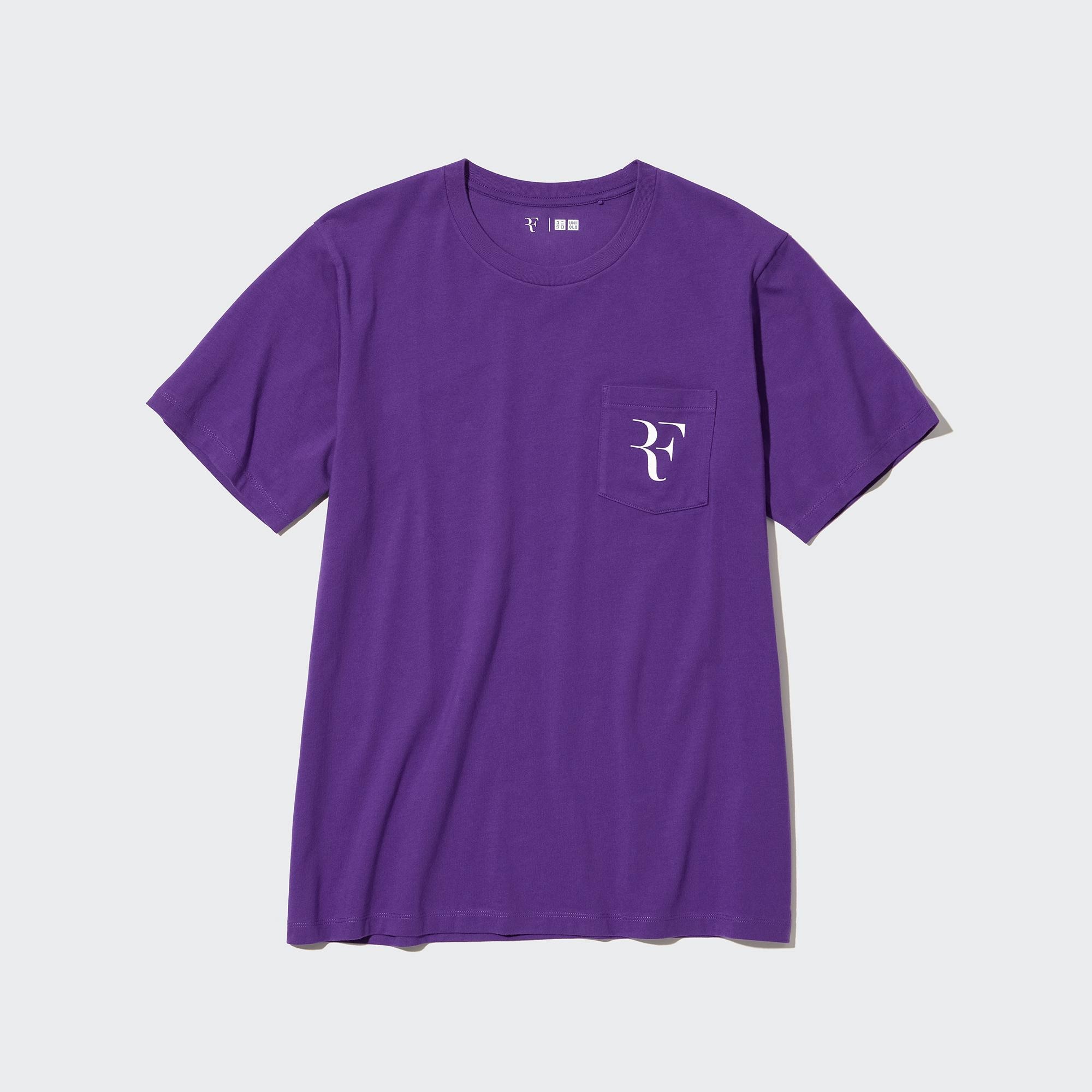 新品未使用】ユニクロ RF フェデラーVネックTシャツ 紺 紫 M - ウェア